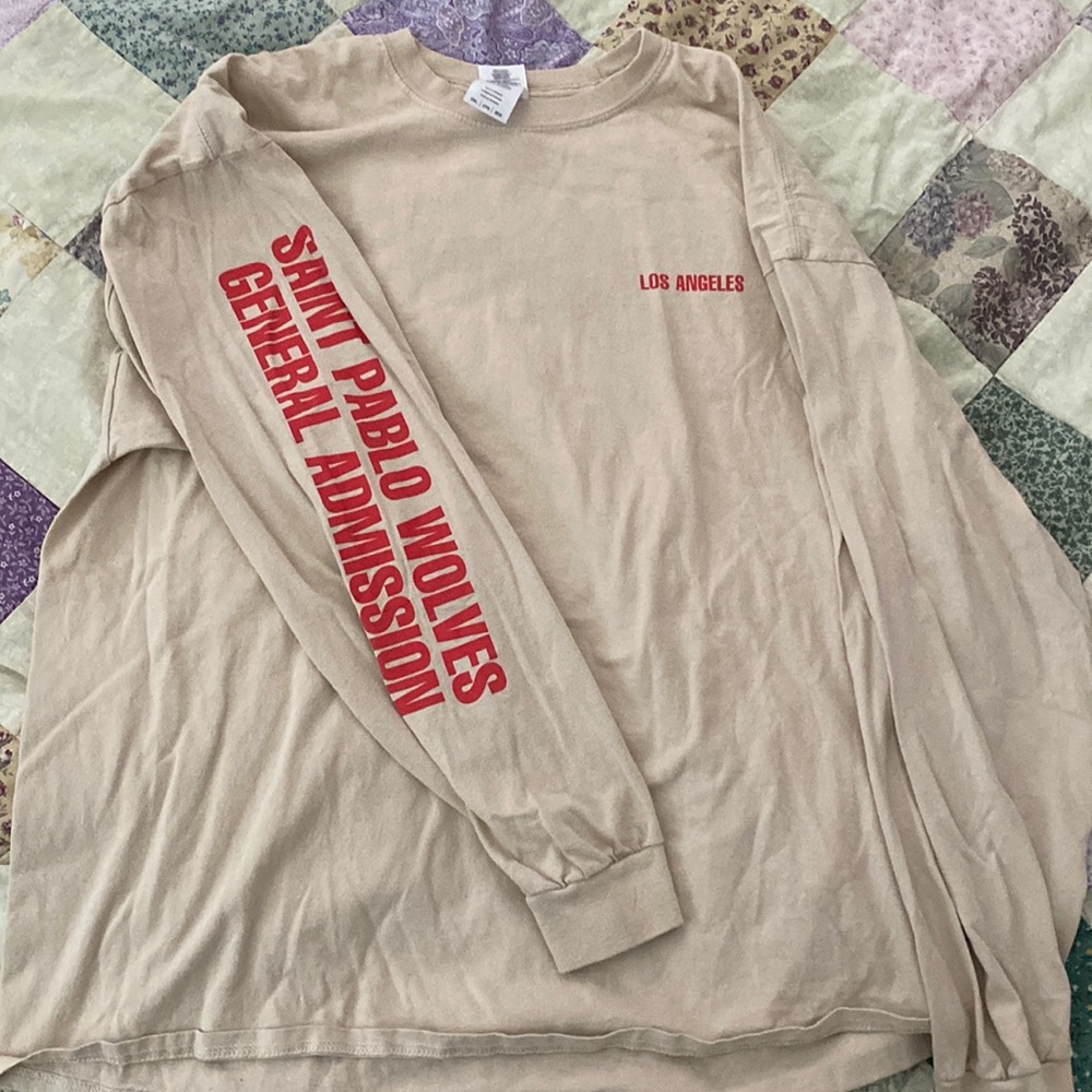 Yeezy Tour Merch beige/red Saint Pablo Los Angeles long sleeve size 2XL